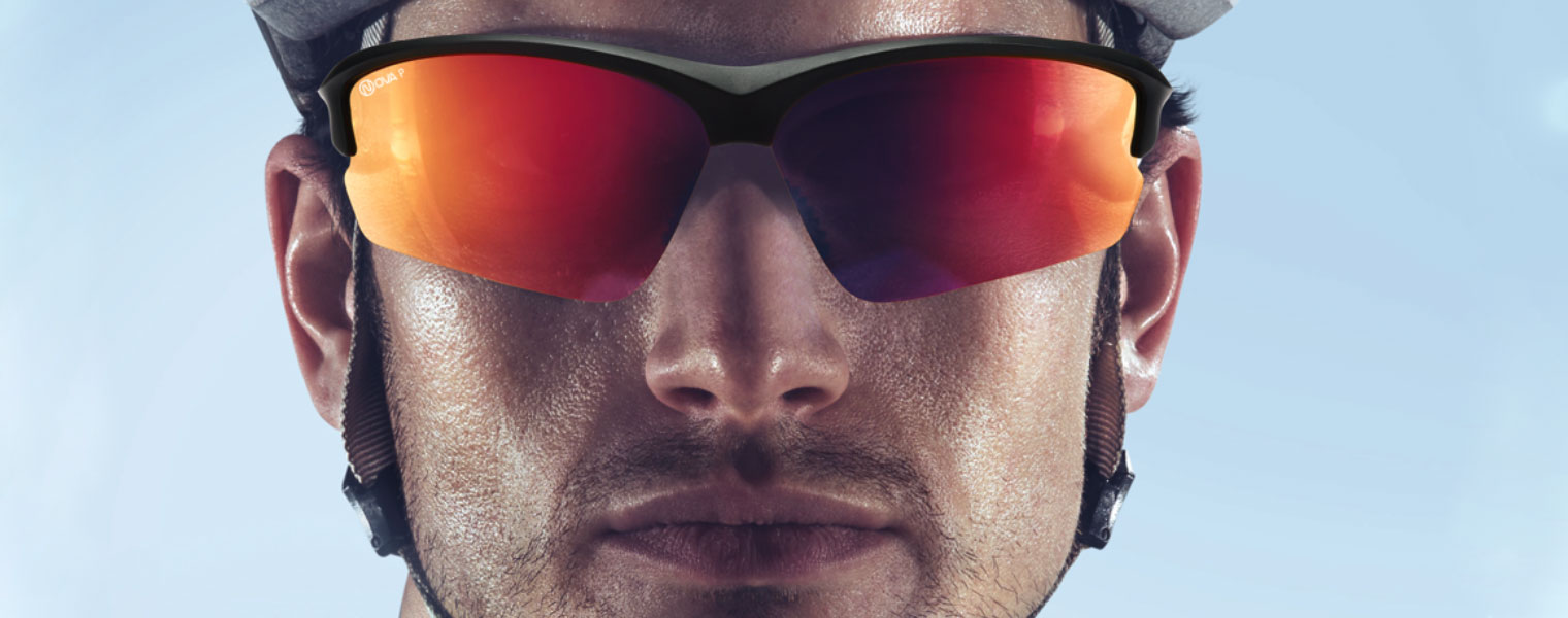 Cyclist wearing Nova Sport lenses