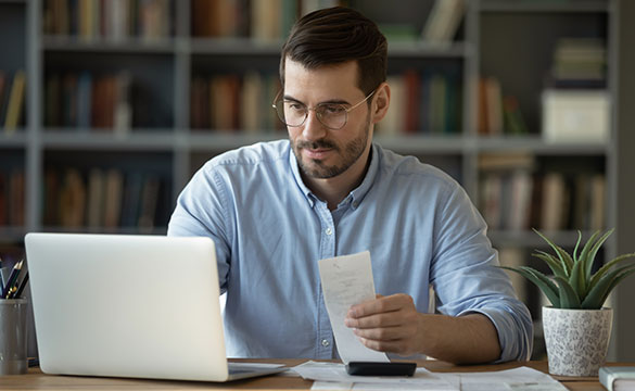 Man working on computer laptop