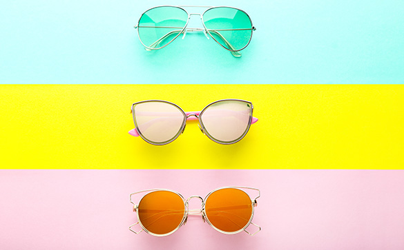 Image of three frames with different colour of tinted lenses
